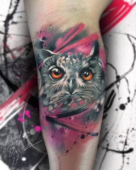 重水彩风格的一组彩色动物纹身图片