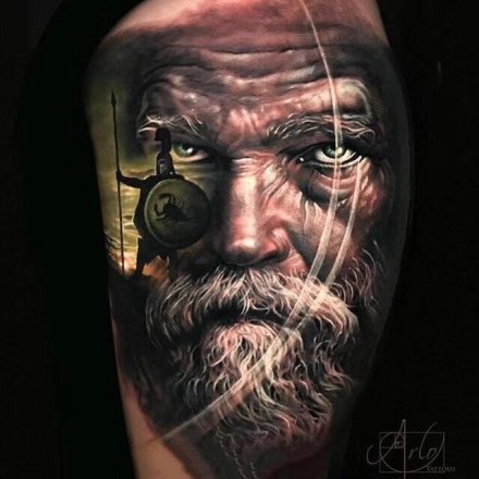 =超逼真的欧美写实人像纹身图案