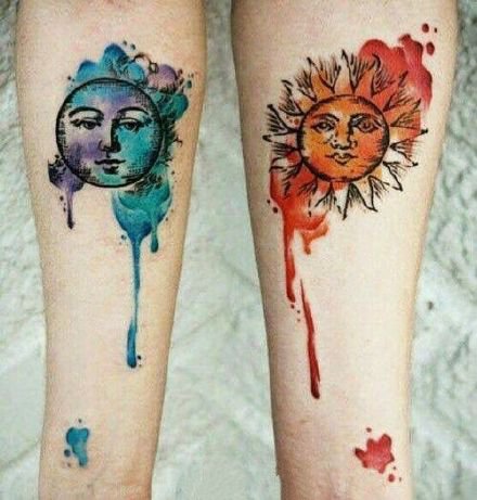 太阳与月亮主题的日月纹身图案9张