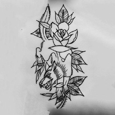 36张school纹身线稿手稿图案