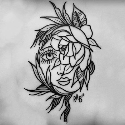 36张school纹身线稿手稿图案