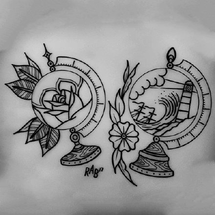 36张school纹身线稿手稿图案