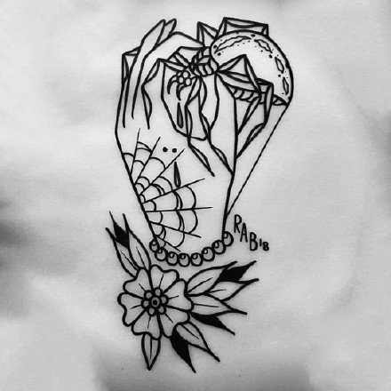 36张school纹身线稿手稿图案