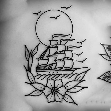 36张school纹身线稿手稿图案