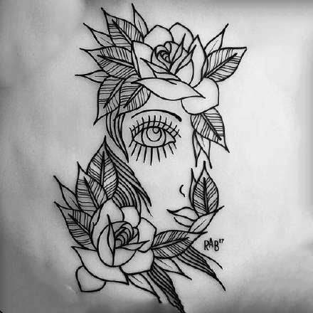 36张school纹身线稿手稿图案