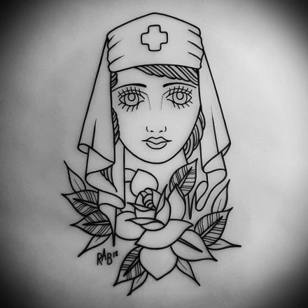 36张school纹身线稿手稿图案