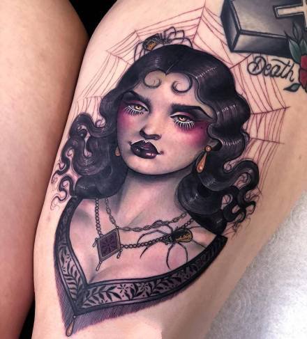 18张适合大腿手臂的欧美女郎纹身图案