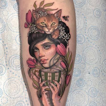 18张适合大腿手臂的欧美女郎纹身图案