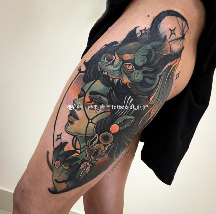 18张适合大腿手臂的欧美女郎纹身图案