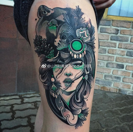 18张适合大腿手臂的欧美女郎纹身图案