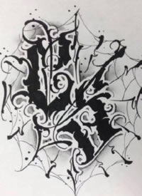 42组花体字英文纹身手稿图片