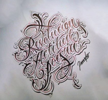 42组花体字英文纹身手稿图片