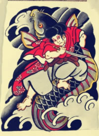 传统风格的一组胸胛纹身手稿图案