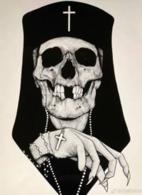 黑色的宗教骷髅插画纹身素材图片