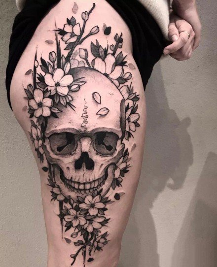 暗黑调的骷髅头纹身图案9张