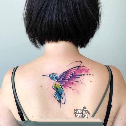 小清新的一组水彩飞鸟纹身图案