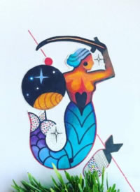 创意多彩拼色的school纹身手稿图片