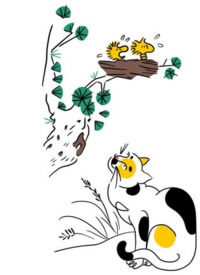 一组简约的猫咪纹身线稿手稿图