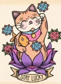 可爱的12张招财猫纹身手稿图片
