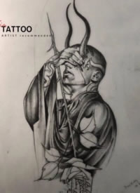 忧郁酷炫的男人头像纹身素材图