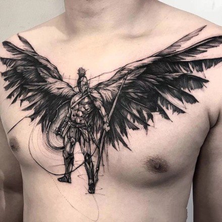 男士胸前的一组大花胸纹身图片欣赏