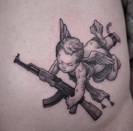 创意的暗黑丘比特纹身图案9张