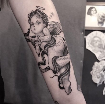 创意的暗黑丘比特纹身图案9张