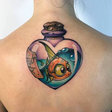 school风格的彩色瓶瓶罐罐瓶子纹身图案