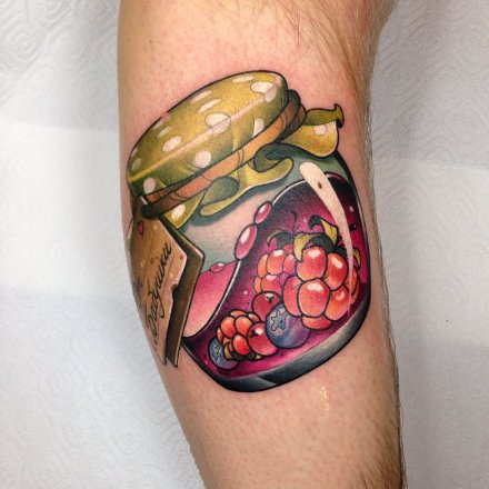 school风格的彩色瓶瓶罐罐瓶子纹身图案