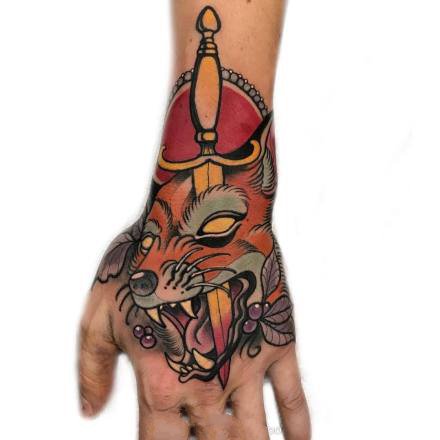 26张school风格的大花手背纹身图案作品