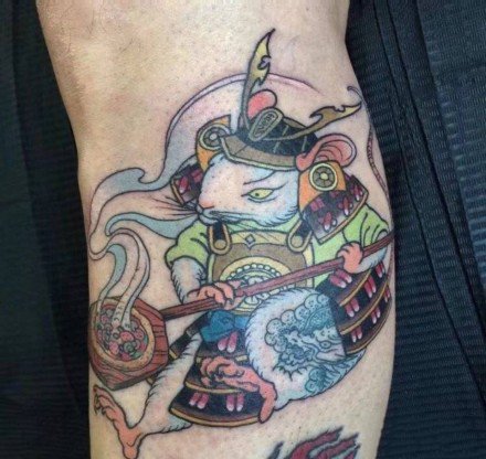 日式传统兔子老鼠青蛙等小彩色纹身图案