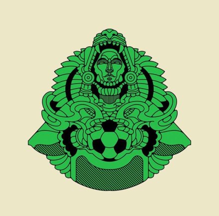 足球主题的红绿色纹身手稿素材