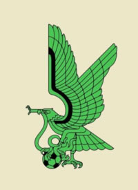 足球主题的红绿色纹身手稿素材