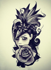 21组暗黑灰的女郎纹身手稿图案