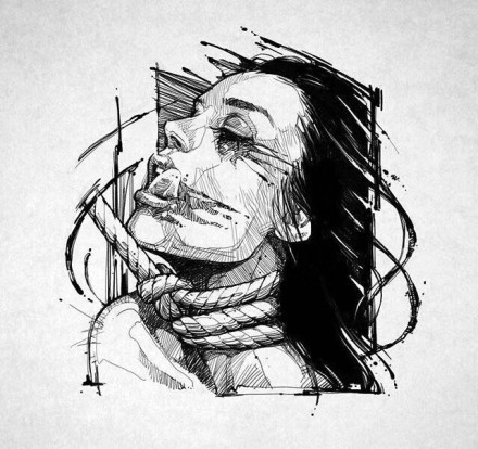 21组暗黑灰的女郎纹身手稿图案