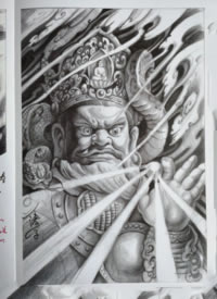 9张传统四大天王的纹身手稿图案