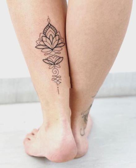 9组小腿后面的小清新成对纹身图案