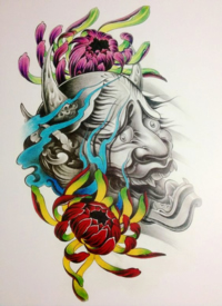 50组传统菊花纹身手稿图案