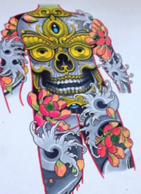 9张传统大满背的纹身手稿图案欣赏