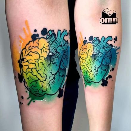 水彩色风格的一组绚丽彩色纹身图片