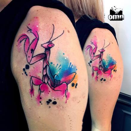 水彩色风格的一组绚丽彩色纹身图片