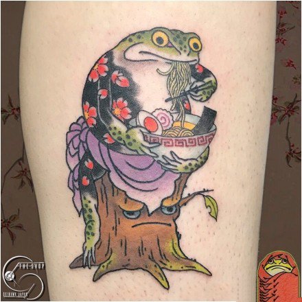 蟾蜍主题的一组金蟾等​纹身图案