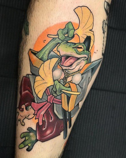 蟾蜍主题的一组金蟾等​纹身图案