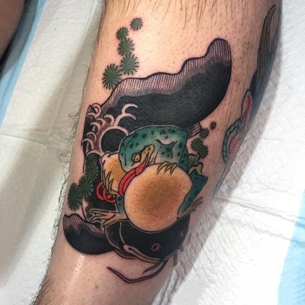 蟾蜍主题的一组金蟾等​纹身图案