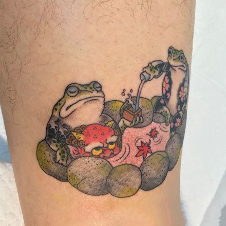 蟾蜍主题的一组金蟾等​纹身图案