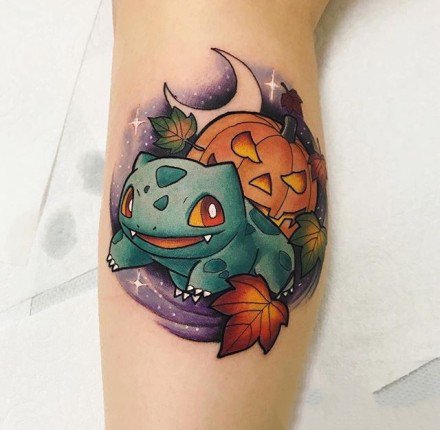 一组比卡丘等神奇宝贝的纹身图案