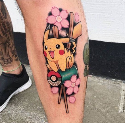 一组比卡丘等神奇宝贝的纹身图案