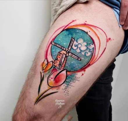 26组很漂亮的水彩色纹身图案作品