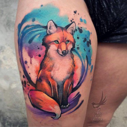 21组好看的小清新水彩色纹身图案