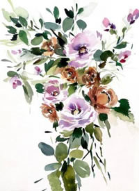 一组水彩色风格适合纹身的花卉图片欣赏